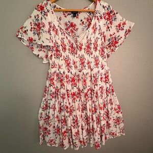 torrid White Mini Dress with Red & Navy Floral Print